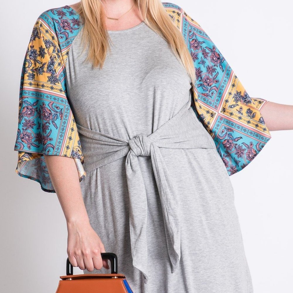 Boho Contrast Tie-Front Dress